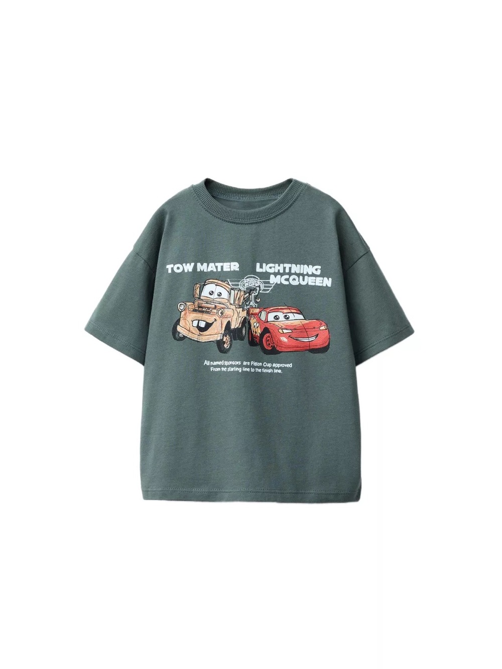Disney Cars Graphic Tee in Forest Green with Red & Brown Print